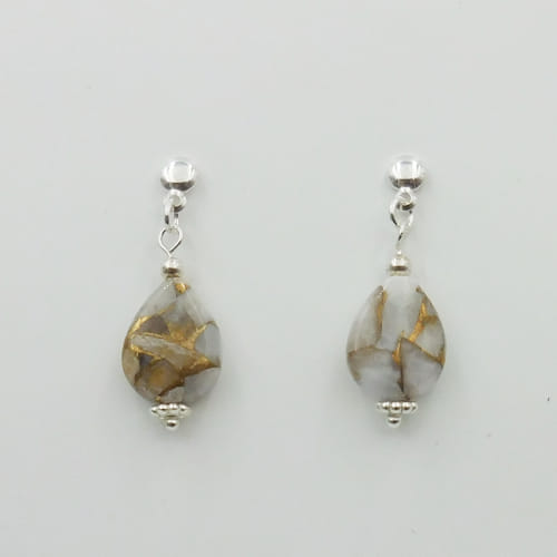 DKC-1135 Earrings  White Calcite Bronze $60 at Hunter Wolff Gallery